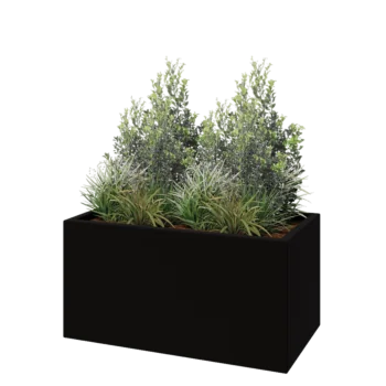 Polyester plantenbak - Rechthoek - 100 x 50 x 50 cm - RAL9005 mat (zwart) - Met bodem