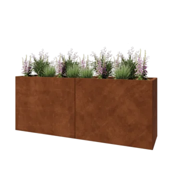 Cortenstaal plantenbak XXL - Rechthoek - 200 x 50 x 80 cm - Met bodemplaat