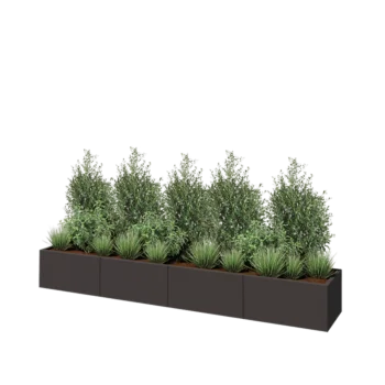 Stalen plantenbak XXL - Rechthoek - 320 x 50 x 40 cm - RAL7016 mat (antraciet grijs) - Met bodemplaat