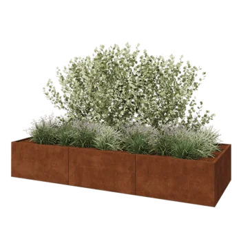 Cortenstaal plantenbak XXL - Rechthoek - 360 x 120 x 60 cm - Met bodemplaat