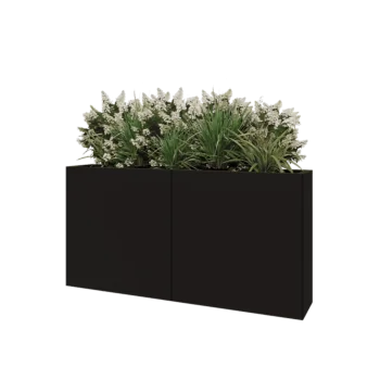 Stalen plantenbak XXL - Rechthoek - 160 x 30 x 80 cm - RAL9005 mat (zwart) - Met bodemplaat