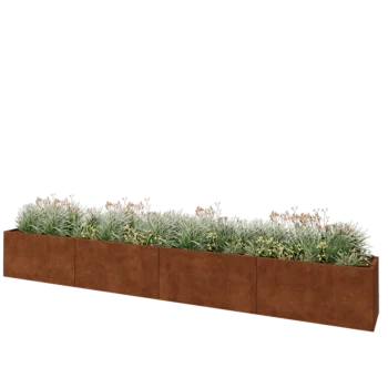 Cortenstaal plantenbak XXL - Rechthoek - 480 x 50 x 60 cm - Met bodemplaat