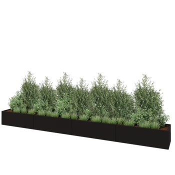 Stalen plantenbak XXL - Rechthoek - 480 x 50 x 40 cm - RAL9005 mat (zwart) - Met bodemplaat
