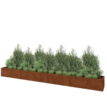 Cortenstaal plantenbak XXL - Rechthoek - 480 x 50 x 40 cm - Met bodemplaat