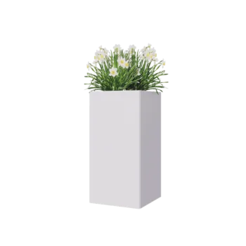 Stalen plantenbak - Vierkant - 40 x 40 x 80 cm - RAL9010 mat (wit) - Zonder bodemplaat