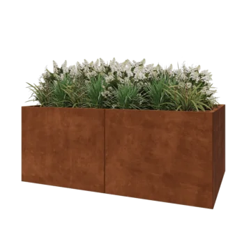 Cortenstaal plantenbak XXL - Rechthoek - 200 x 120 x 80 cm - Met bodemplaat