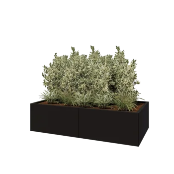 Stalen plantenbak XXL - Rechthoek - 160 x 80 x 40 cm - RAL9005 mat (zwart) - Zonder bodemplaat