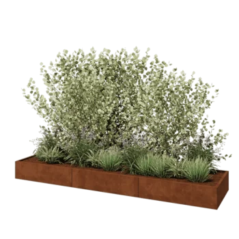 Cortenstaal plantenbak XXL - Rechthoek - 360 x 80 x 30 cm - Met bodemplaat