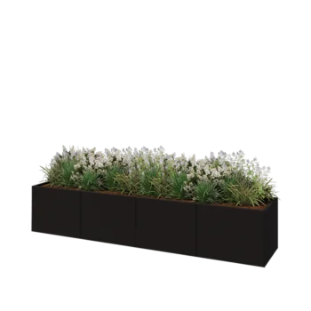 Stalen plantenbak XXL - Rechthoek - 320 x 60 x 60 cm - RAL9005 mat (zwart) - Zonder bodemplaat