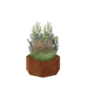 Cortenstaal plantenbak - Achthoek - 72,4 x 72,4 x 30 cm - Met bodemplaat - Met poten