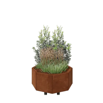 Cortenstaal plantenbak - Achthoek - 72,4 x 72,4 x 30 cm - Met bodemplaat - Met wielen