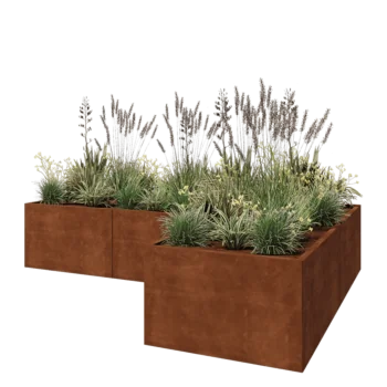 Cortenstaal plantenbak - L-vorm - 300 x 200 x 60 cm - Zonder bodemplaat