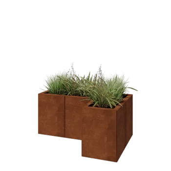 Cortenstaal plantenbak - L-vorm - 90 x 60 x 40 cm - Met bodemplaat