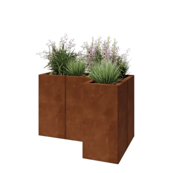Cortenstaal plantenbak - L-vorm - 90 x 60 x 60 cm - Met bodemplaat