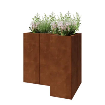 Cortenstaal plantenbak - L-vorm - 90 x 60 x 80 cm - Met bodemplaat