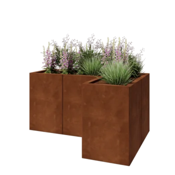 Cortenstaal plantenbak - L-vorm - 120 x 80 x 60 cm - Zonder bodemplaat