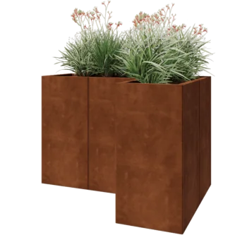 Cortenstaal plantenbak - L-vorm - 120 x 80 x 80 cm - Zonder bodemplaat