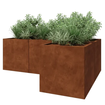 Cortenstaal plantenbak - L-vorm - 210 x 140 x 70 cm - Met bodemplaat