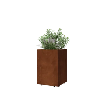 Cortenstaal plantenbak - Vierkant - 40 x 40 x 60 cm - Met bodemplaat - Met poten