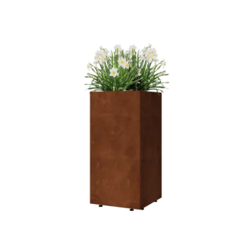 Cortenstaal plantenbak - Vierkant - 40 x 40 x 80 cm - Met bodemplaat - Met poten