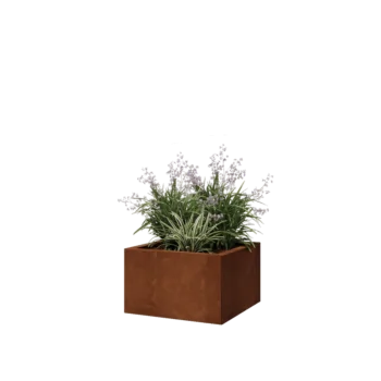 Cortenstaal plantenbak - Vierkant - 50 x 50 x 30 cm - Met bodemplaat