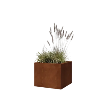 Cortenstaal plantenbak - Vierkant - 50 x 50 x 40 cm - Met bodemplaat