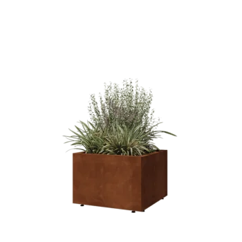 Cortenstaal plantenbak - Vierkant - 60 x 60 x 40 cm - Met bodemplaat - Met poten