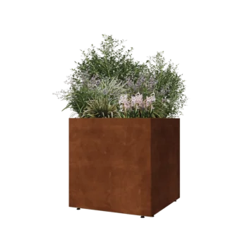 Cortenstaal plantenbak - Vierkant - 70 x 70 x 70 cm - Met bodemplaat - Met poten