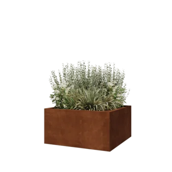 Cortenstaal plantenbak - Vierkant - 80 x 80 x 40 cm - Met bodemplaat