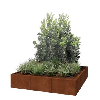 Cortenstaal plantenbak XXL - Vierkant - 150 x 150 x 30 cm - Zonder bodemplaat