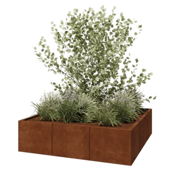 Cortenstaal plantenbak XXL - Vierkant - 150 x 150 x 40 cm - Zonder bodemplaat