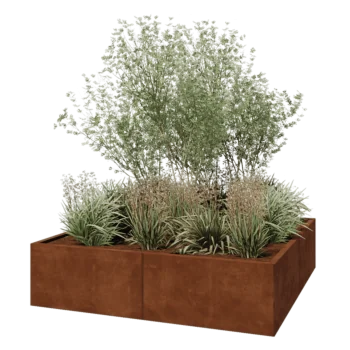 Cortenstaal plantenbak XXL - Vierkant - 160 x 160 x 40 cm - Zonder bodemplaat