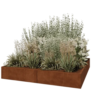 Cortenstaal plantenbak XXL - Vierkant - 200 x 200 x 30 cm - Zonder bodemplaat