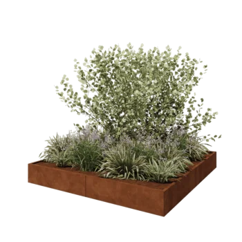 Cortenstaal plantenbak XXL - Vierkant - 240 x 240 x 30 cm - Zonder bodemplaat