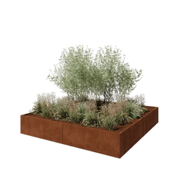 Cortenstaal plantenbak XXL - Vierkant - 240 x 240 x 40 cm - Zonder bodemplaat