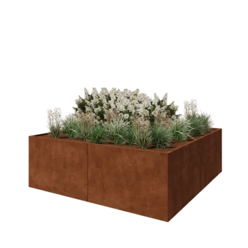 Cortenstaal plantenbak XXL - Vierkant - 240 x 240 x 80 cm - Zonder bodemplaat