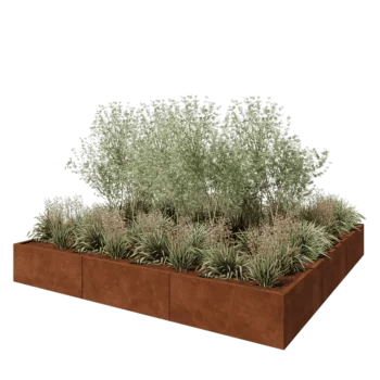 Cortenstaal plantenbak XXL - Vierkant - 300 x 300 x 40 cm - Zonder bodemplaat