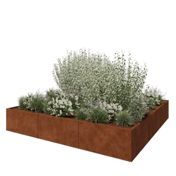 Cortenstaal plantenbak XXL - Vierkant - 300 x 300 x 50 cm - Zonder bodemplaat