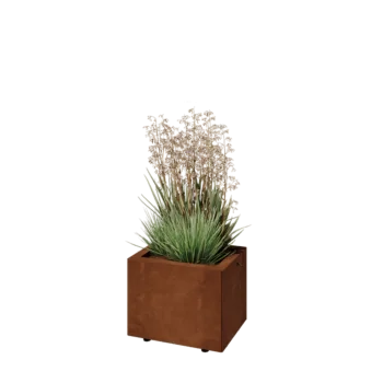Cortenstaal plantenbak - Rechthoek - 40 x 30 x 30 cm - Met bodemplaat - Met poten