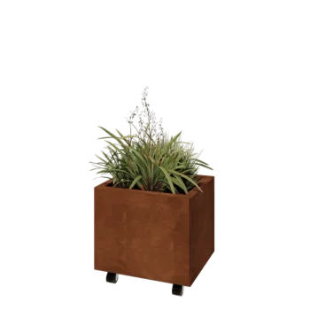 Cortenstaal plantenbak - Rechthoek - 50 x 40 x 40 cm - Met bodemplaat - Met wielen