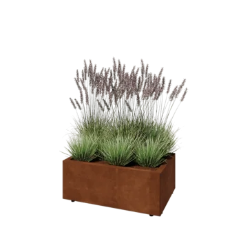 Cortenstaal plantenbak - Rechthoek - 80 x 50 x 30 cm - Met bodemplaat - Met poten