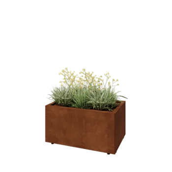 Cortenstaal plantenbak - Rechthoek - 80 x 50 x 40 cm - Met bodemplaat - Met poten