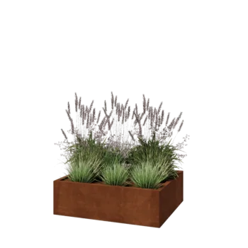 Cortenstaal plantenbak - Rechthoek - 100 x 80 x 30 cm - Met bodemplaat