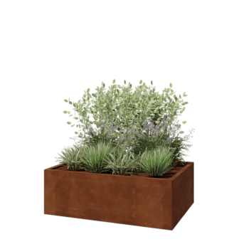 Cortenstaal plantenbak - Rechthoek - 120 x 80 x 40 cm - Met bodemplaat