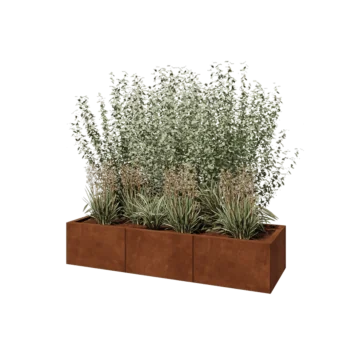 Cortenstaal plantenbak XXL - Rechthoek - 150 x 50 x 30 cm - Met bodemplaat