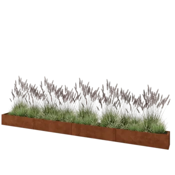 Cortenstaal plantenbak XXL - Rechthoek - 480 x 30 x 30 cm - Met bodemplaat