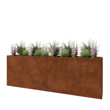 Cortenstaal plantenbak XXL - Rechthoek - 240 x 40 x 80 cm - Met bodemplaat