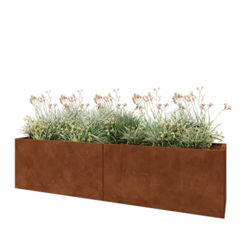 Cortenstaal plantenbak XXL - Rechthoek - 240 x 50 x 60 cm - Met bodemplaat