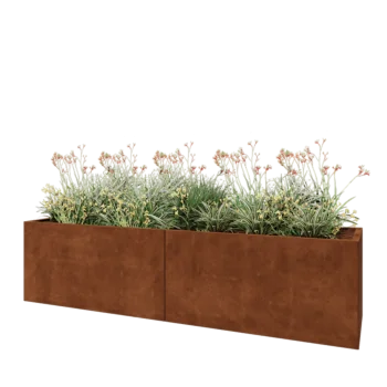 Cortenstaal plantenbak XXL - Rechthoek - 240 x 60 x 60 cm - Met bodemplaat
