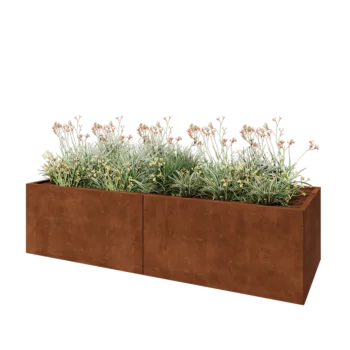 Cortenstaal plantenbak XXL - Rechthoek - 240 x 80 x 60 cm - Met bodemplaat